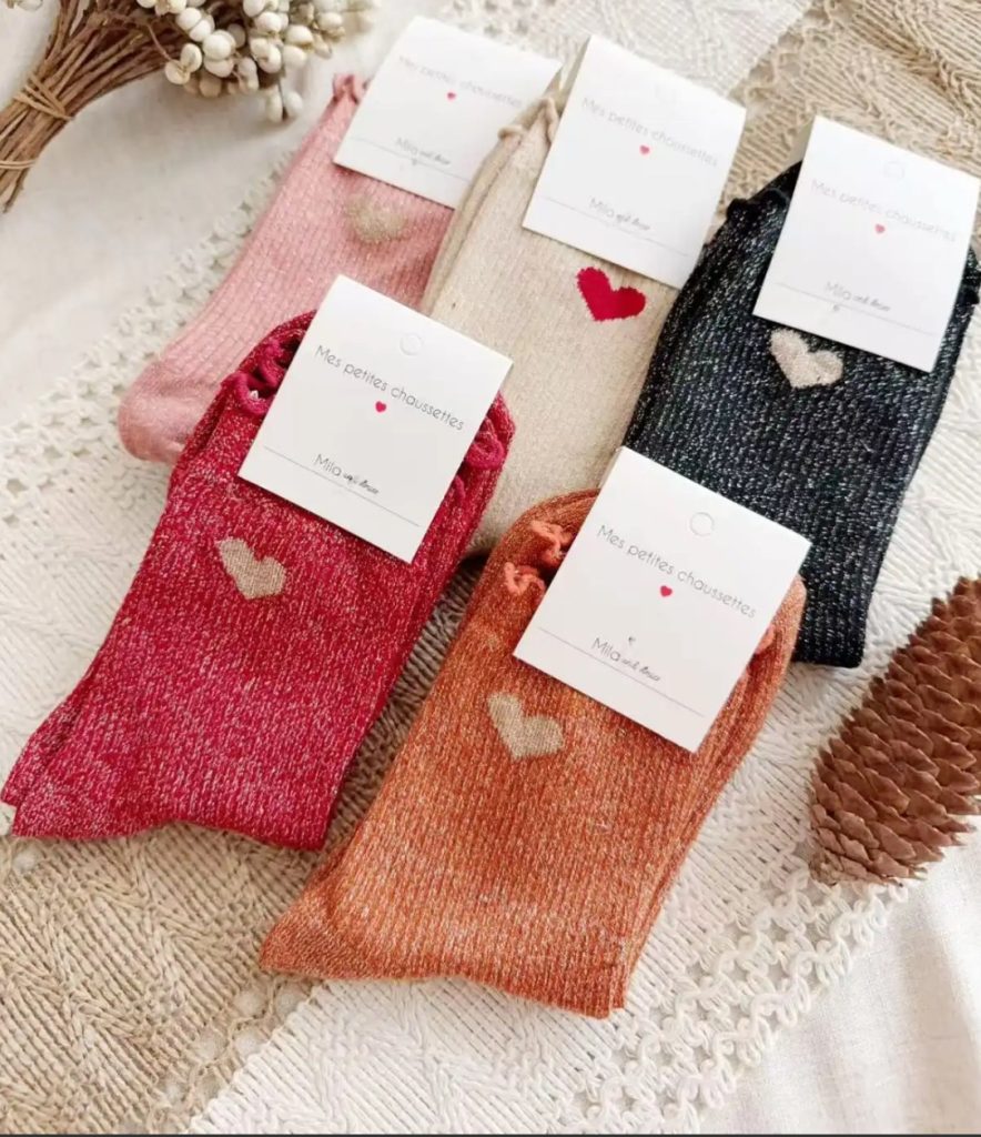 Chaussette cœur rose